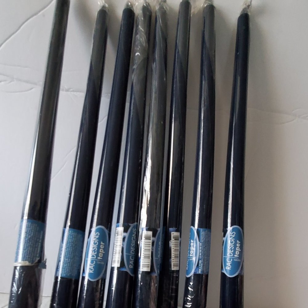 Eight 12" Black Taper Candles